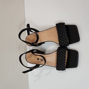 Bamboo Women Sling Back Open Toe w/Chunky Heel